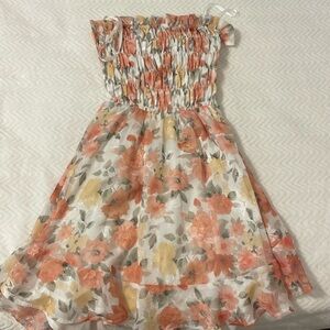 Floral mini dress with tie back detail